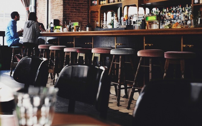 image of bar with bar stools